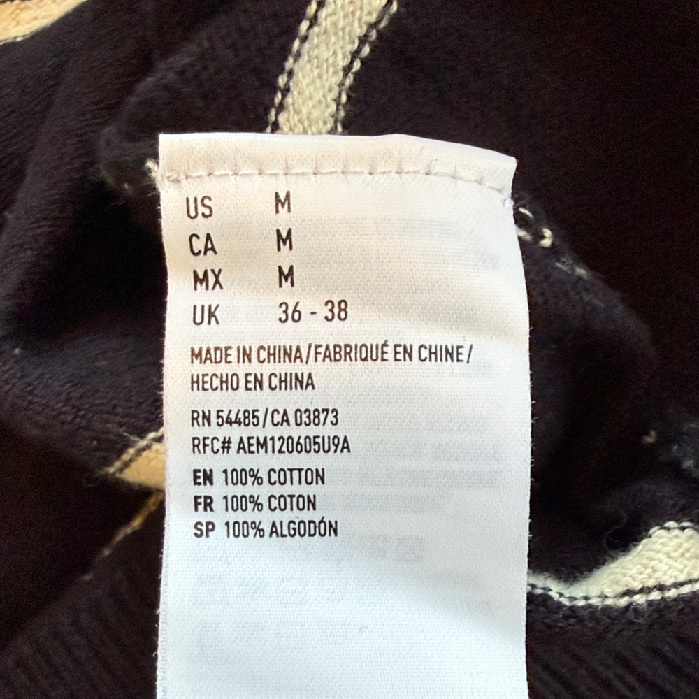 American Eagle Vintage Classic Women’s Navy Striped Sweater 100% Cotton Size M - Picture 4 of 6